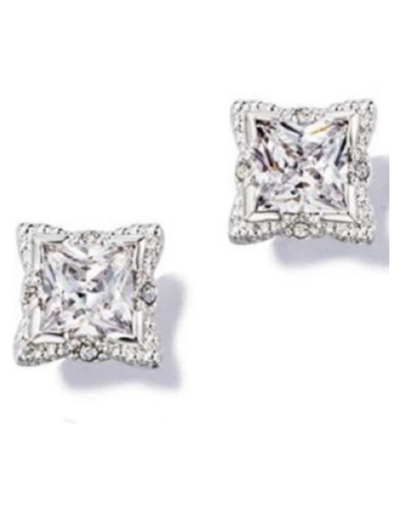 Avon Halo CZ Stud Earrings Princess Cut - photo 3