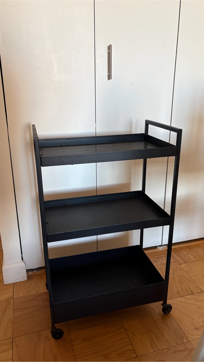 Rolling black bar cart