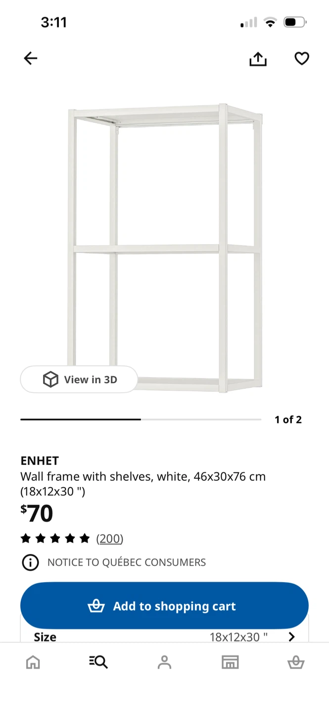 IKEA ENHET Wall Frame with Shelves White 18x12x30" - photo 4