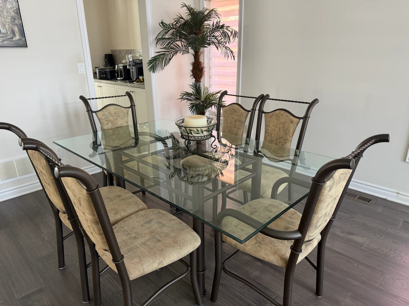 Glass Top Dining Set with 6 Chairs