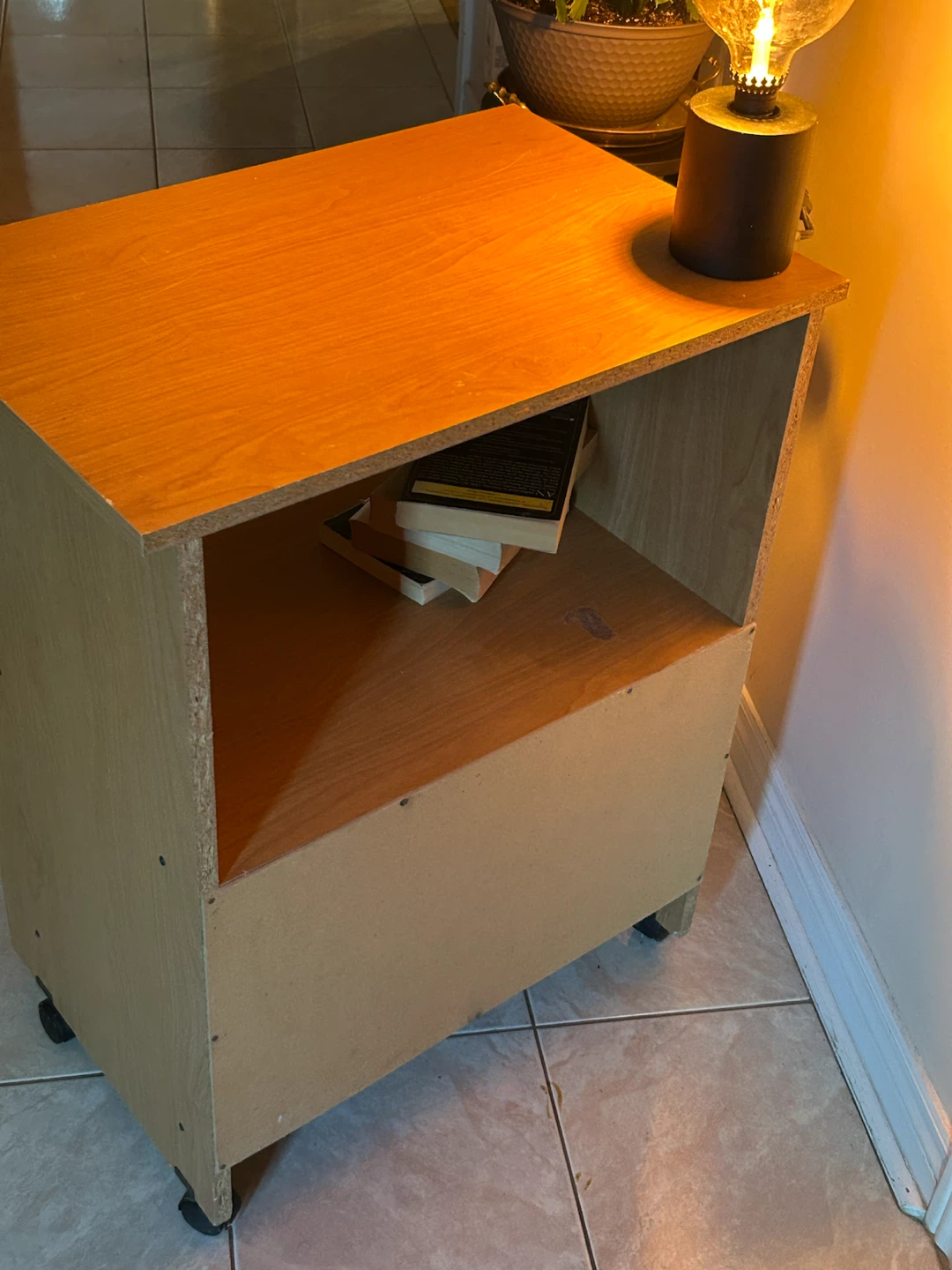 Wooden Rolling Side Table/cart/ fax holder on wheels - photo 4