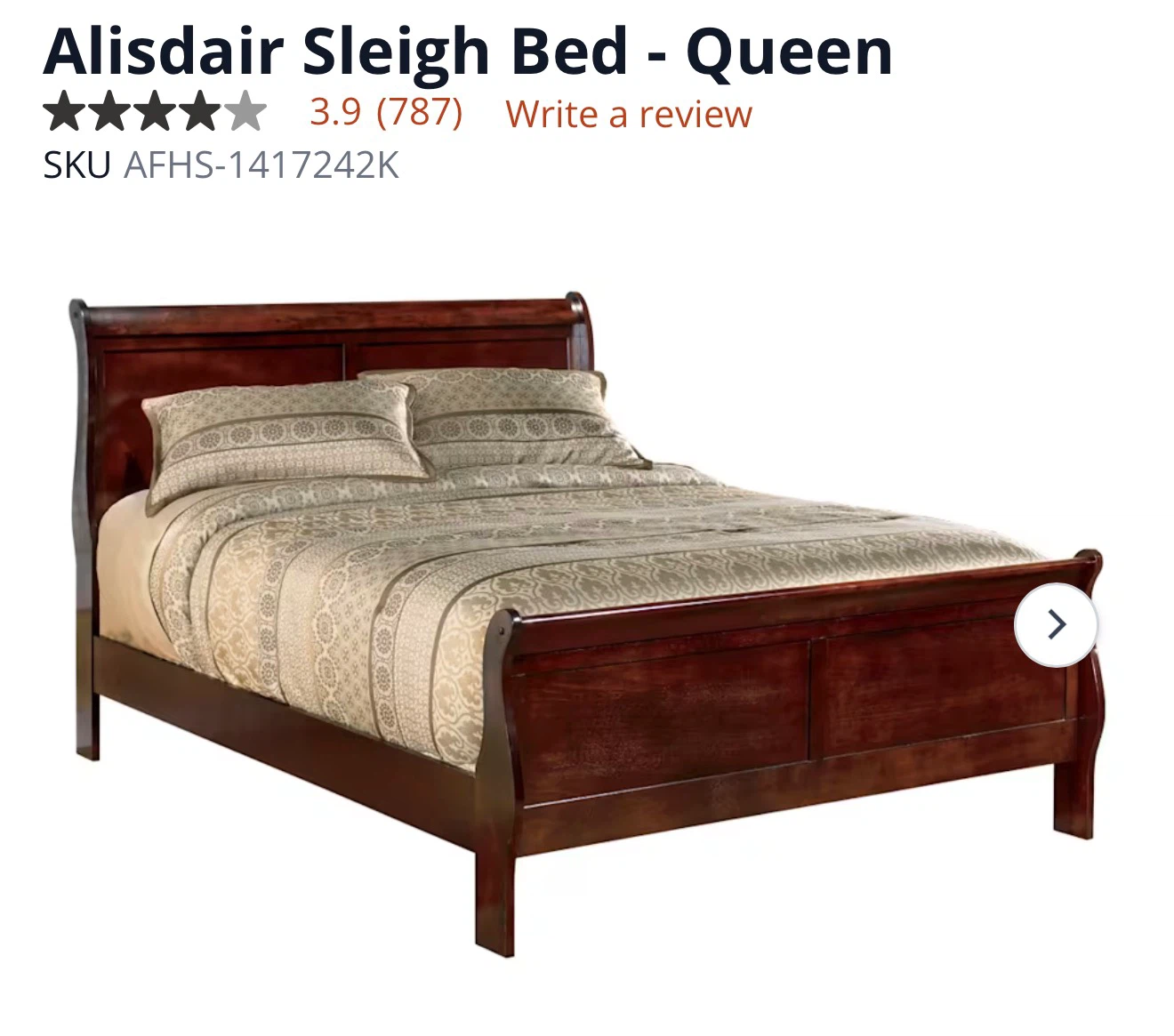 Ashley’s Alisdair Sleigh Bed - Queen