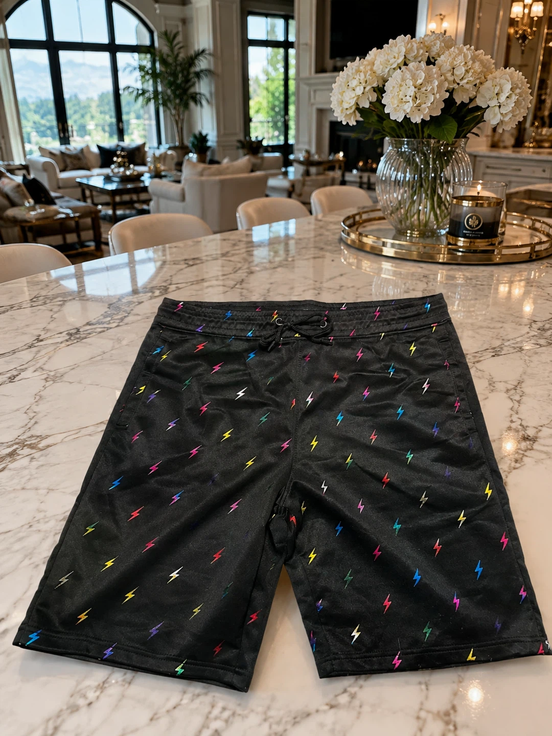 NEW Drill Clothing Men’s L Black Rainbow Bolt Shorts - photo 3
