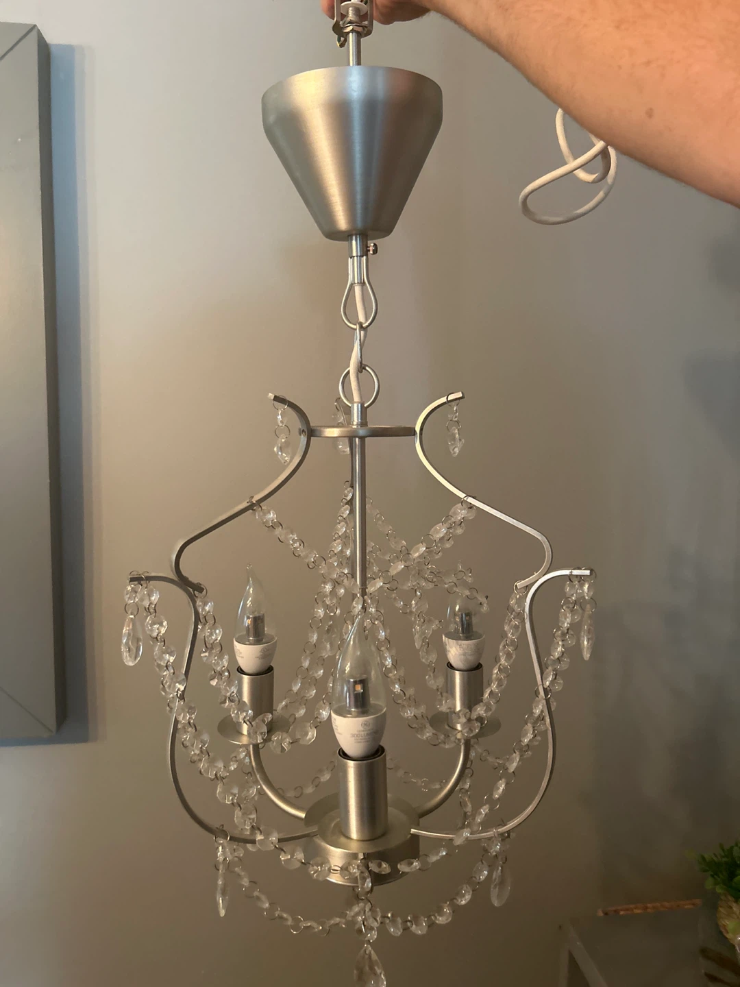 Chandelier with crystal beads