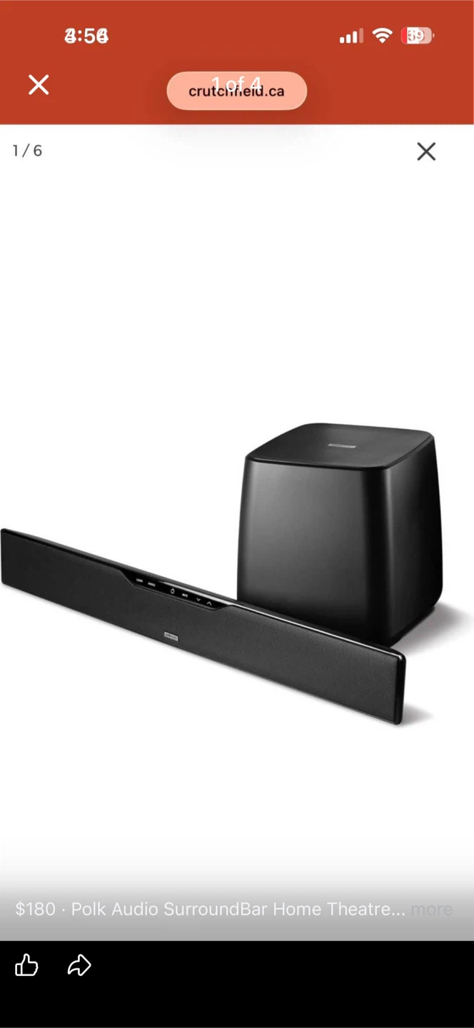 Polk SB6500BT Home Theatre Soundbar and Subwoofer