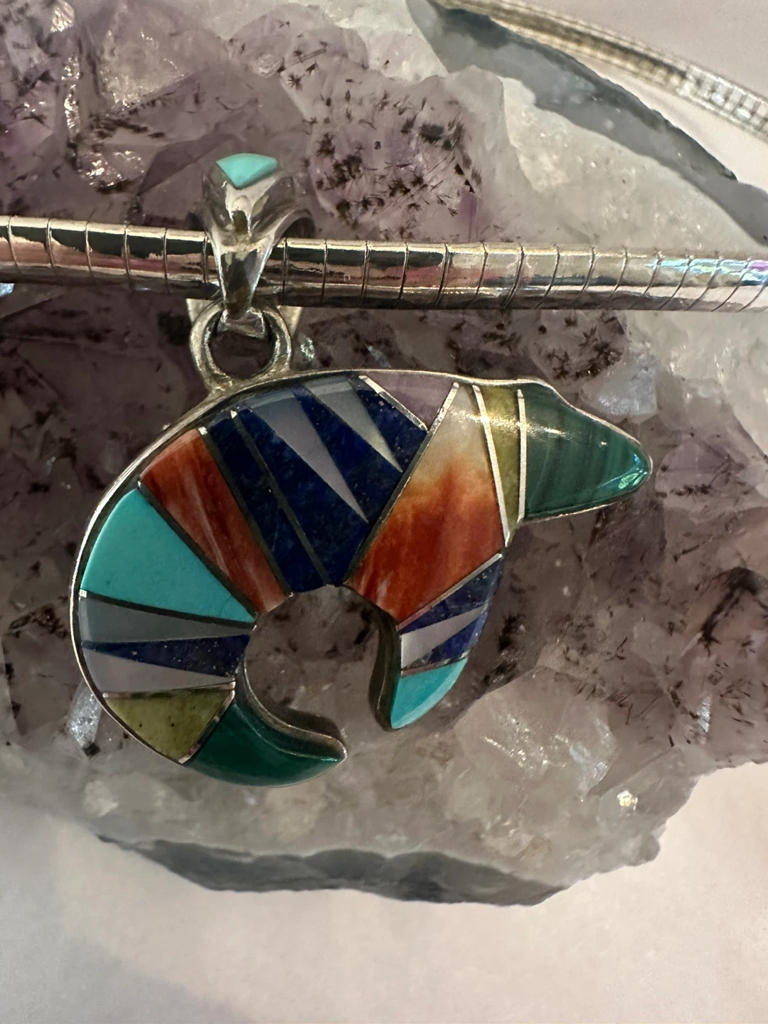 Navajo Reversible Bear Pendant with Sterling Chain - photo 4