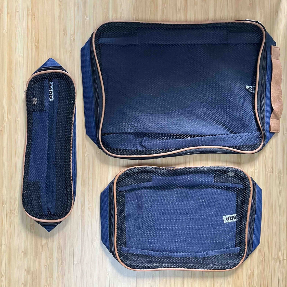 3-Piece Travel Luggage Organizer Set Mesh Top Zip Closure