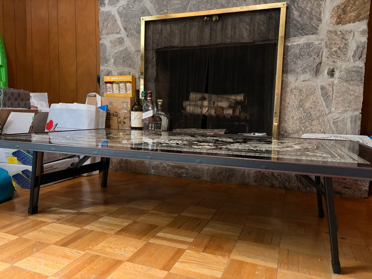 Black Lacquer Coffee Table with Peacock Design - photo 3