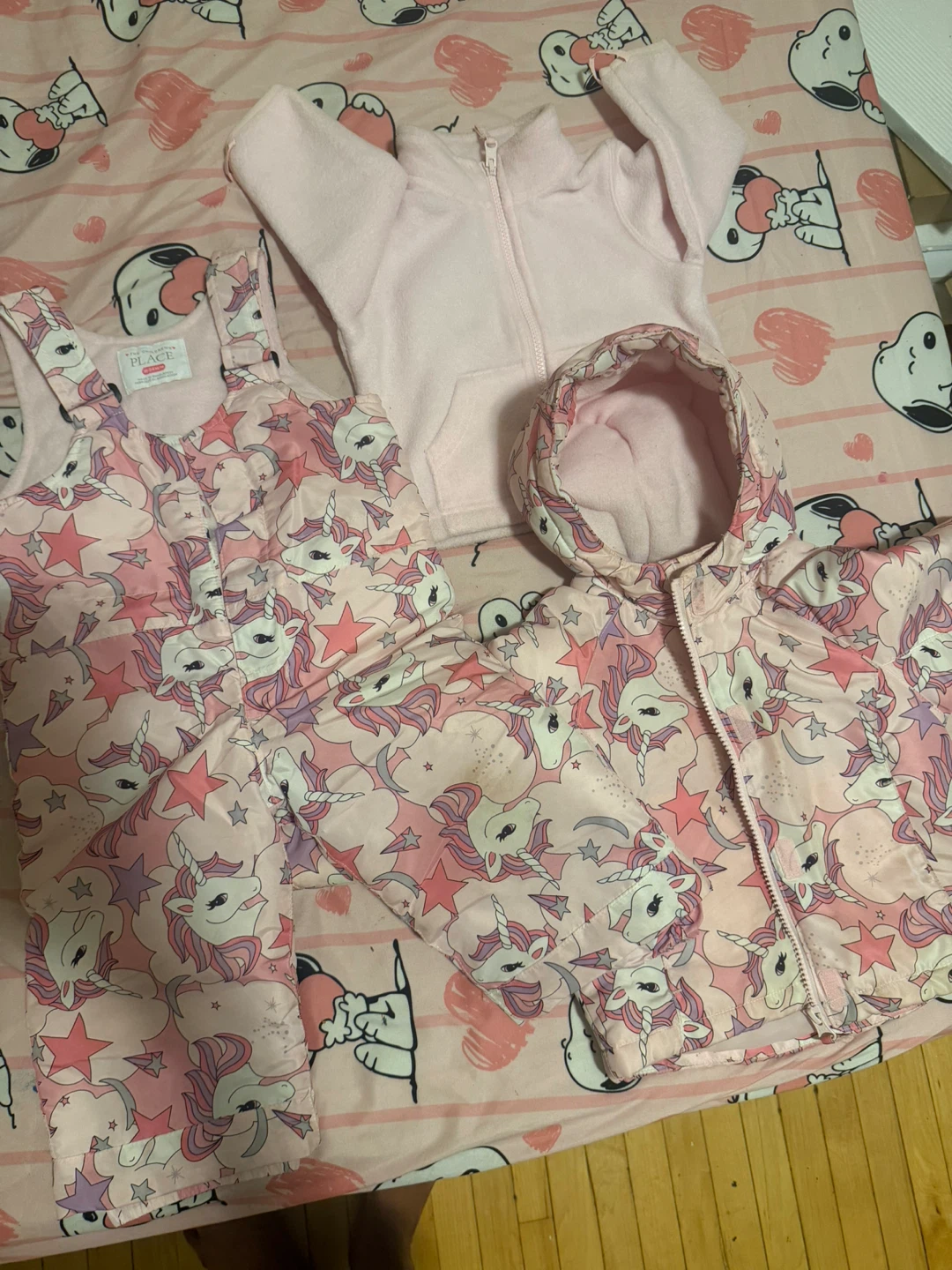The Children's Place Pink Unicorn Snowsuit Set 18-24M