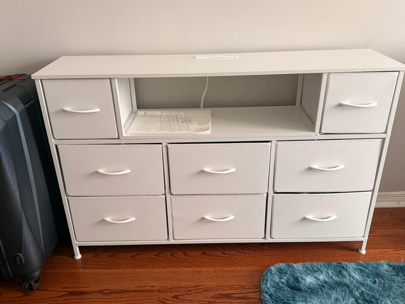 White 8-drawer dresser with power outlet