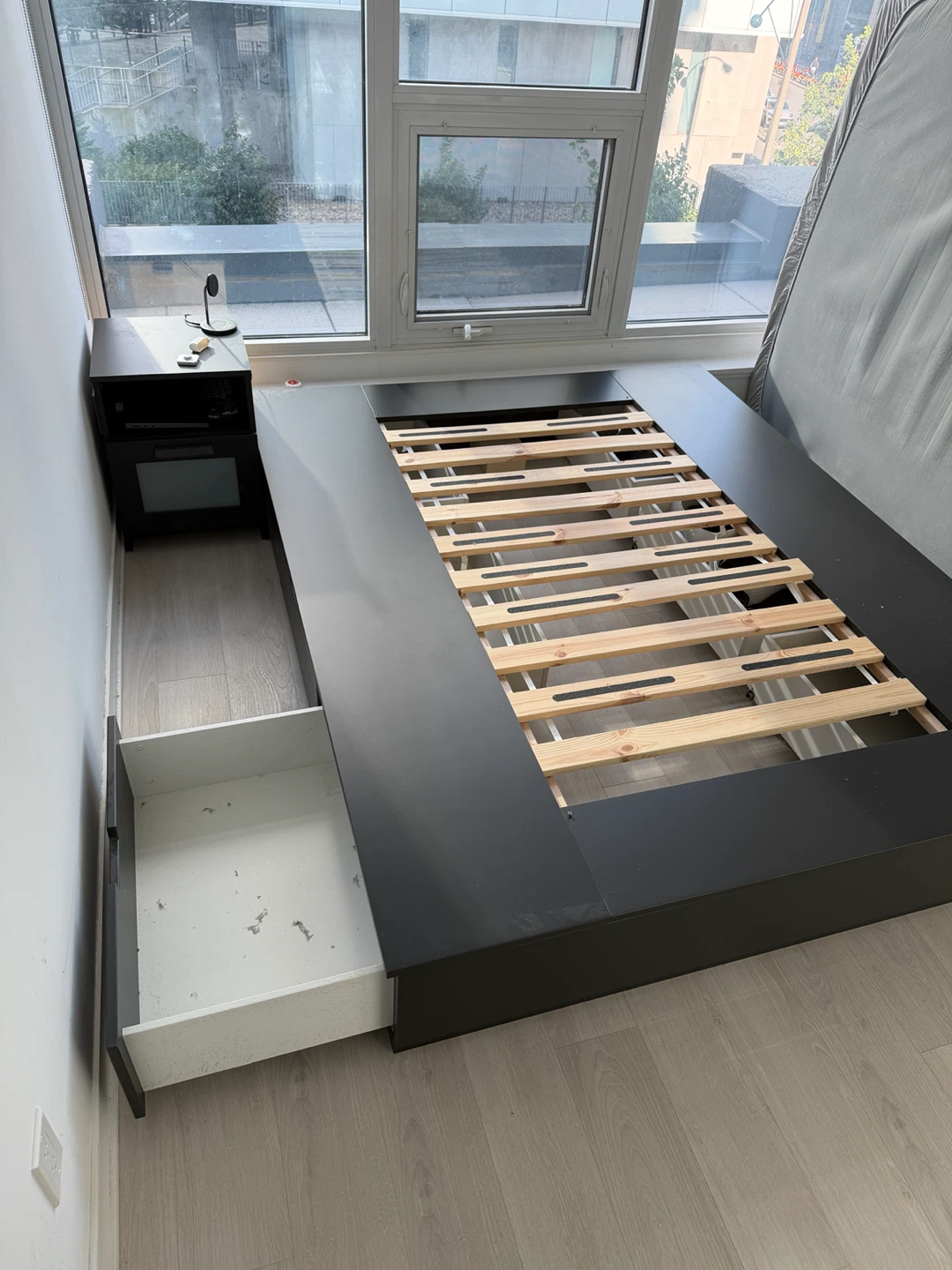 Black bed frame with storage drawers - photo 3