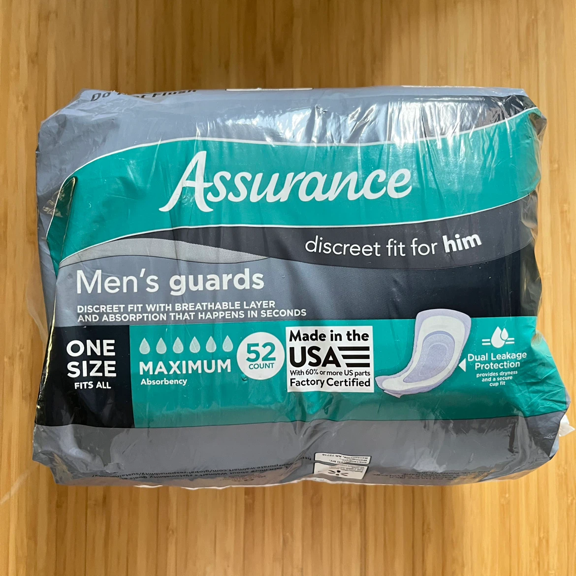 Assurance Men's Guards, Maximum Absorbency, 52 ct