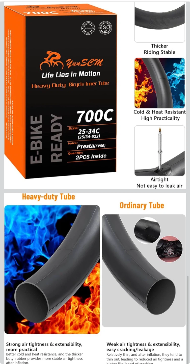 700C Heavy Duty Bike Tubes 700x25C/26C/28C/32C