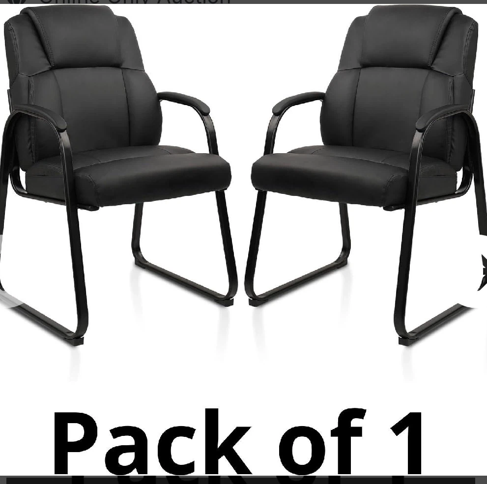 Pack of 2 Black Faux Leather Office Chairs
