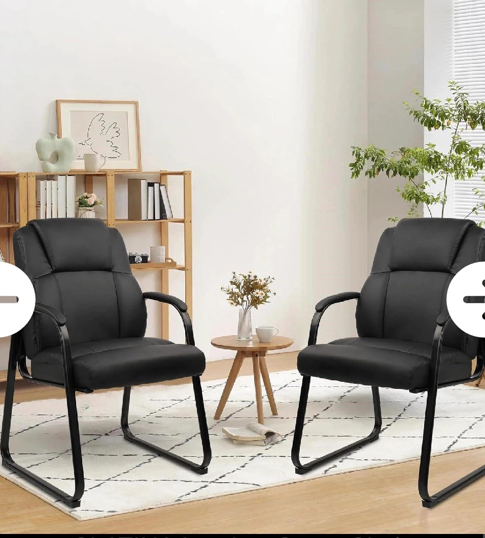 Pack of 2 Black Faux Leather Office Chairs - photo 2
