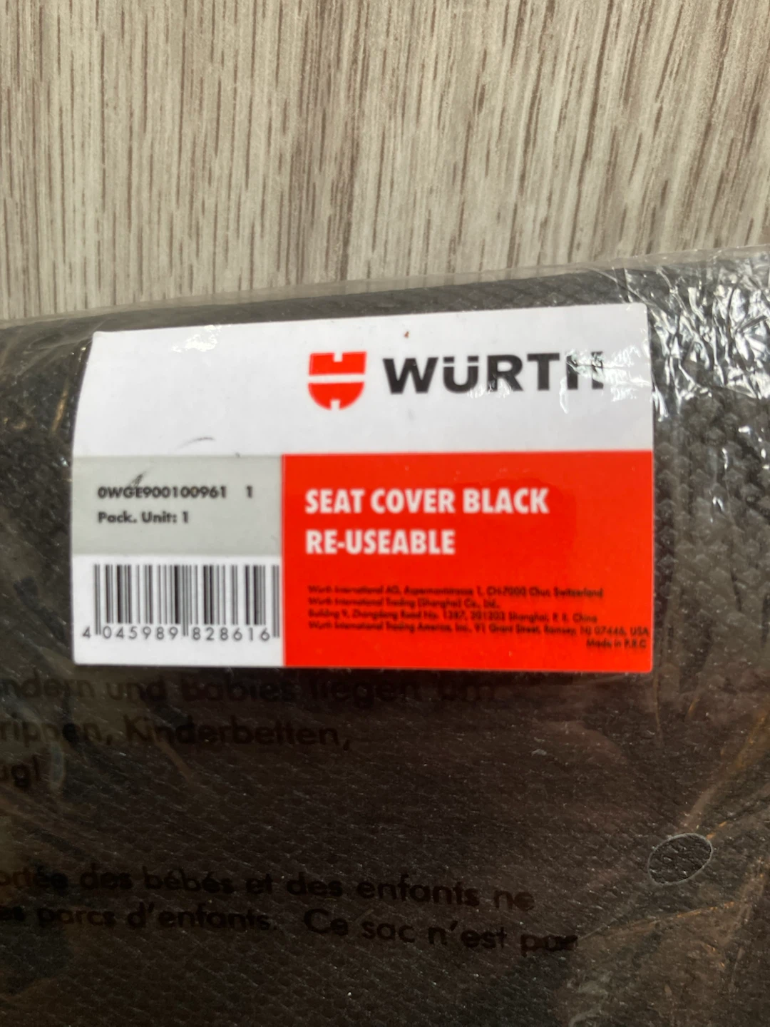 Würth Re-Useable Seat Cover - Black
