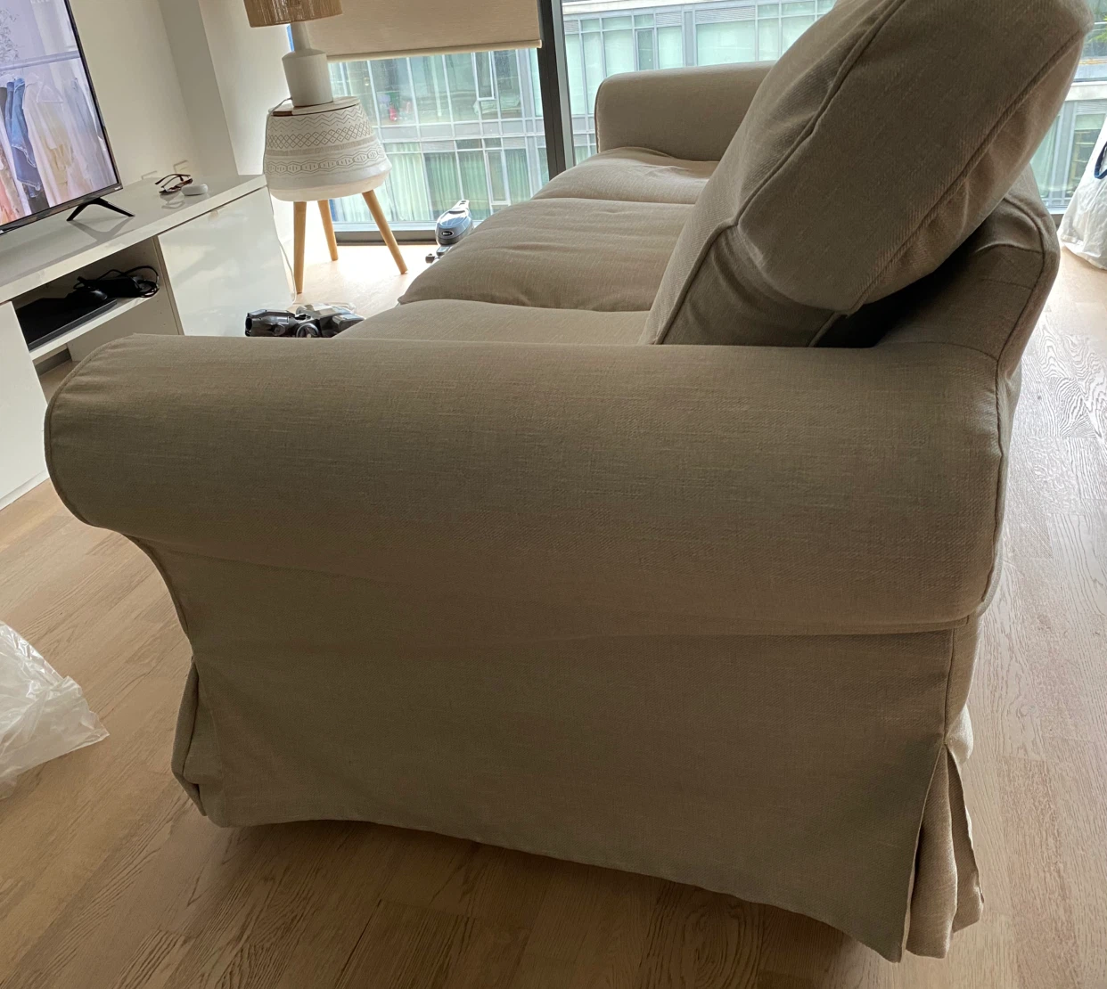 Light Beige 3-Seater IKEA Uppholder Sofa - photo 4