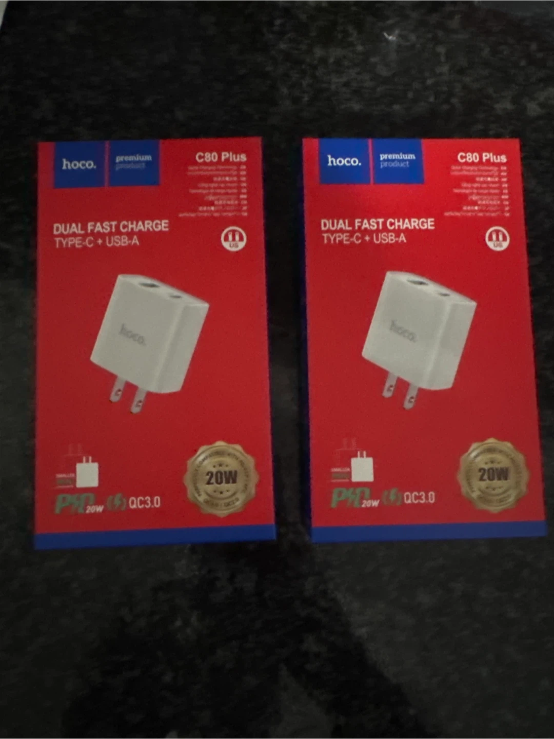 Hoco C80 Plus Dual Fast Charge USB-C + USB-A Charger