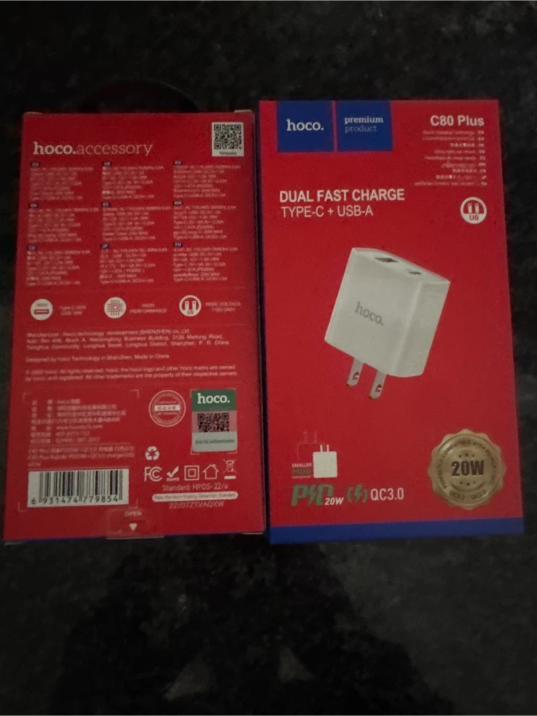 Hoco C80 Plus Dual Fast Charge USB-C + USB-A Charger - photo 3