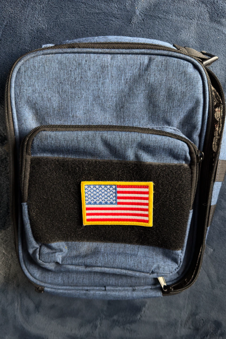 Insulated Lunch Bag with American Flag Patch - Navy