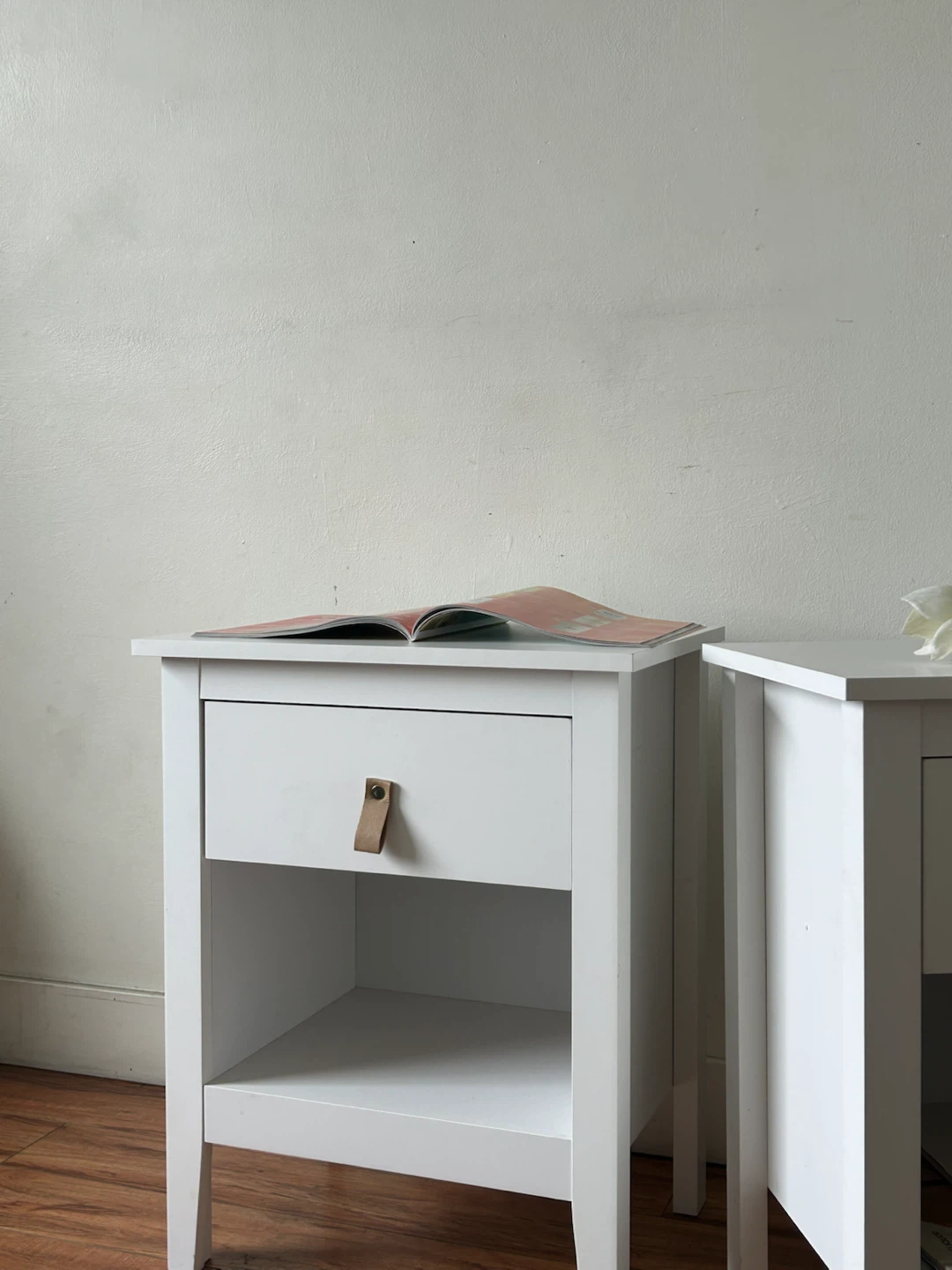 White Nightstand with Drawer