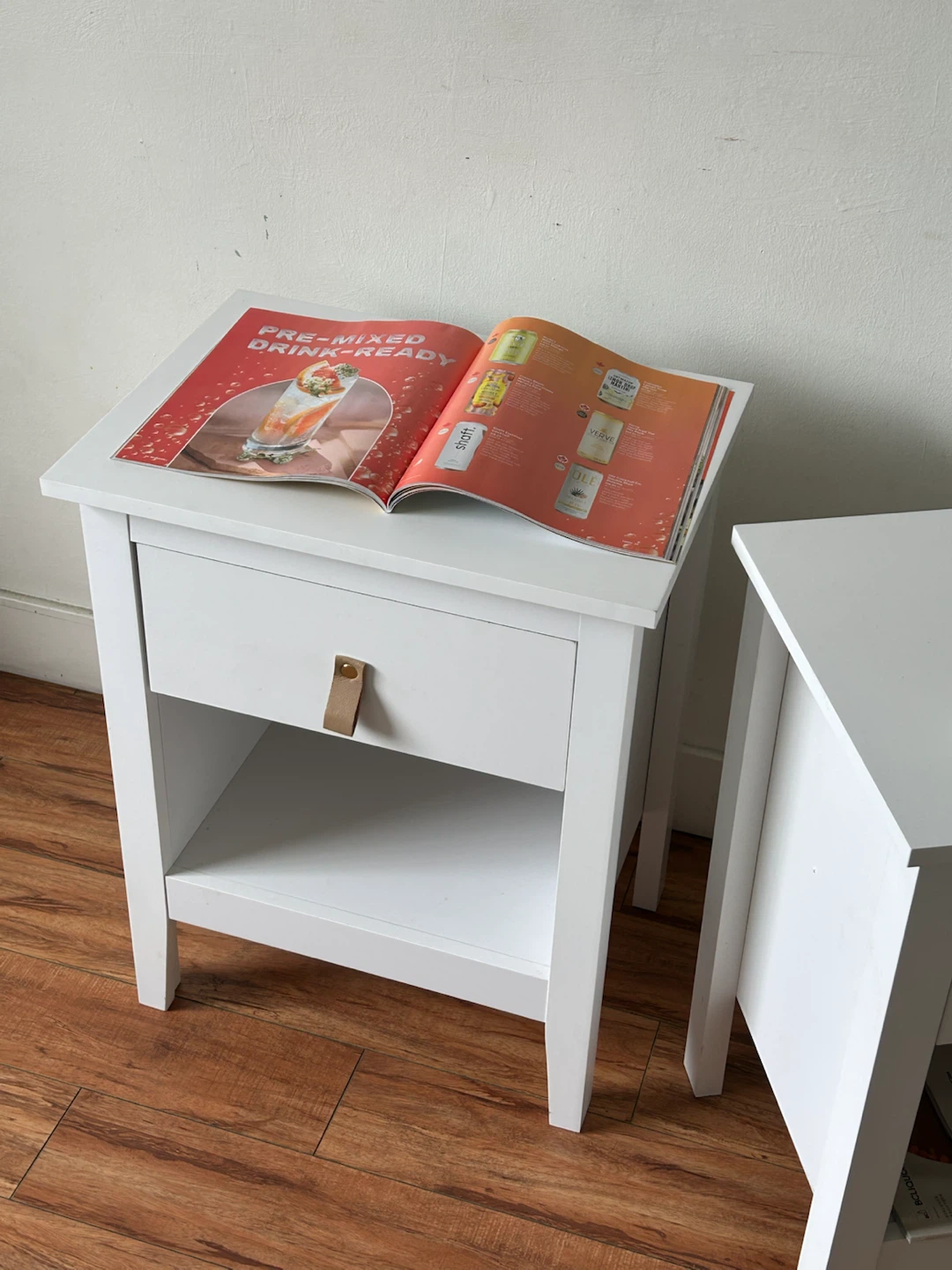White Nightstand with Drawer - photo 3