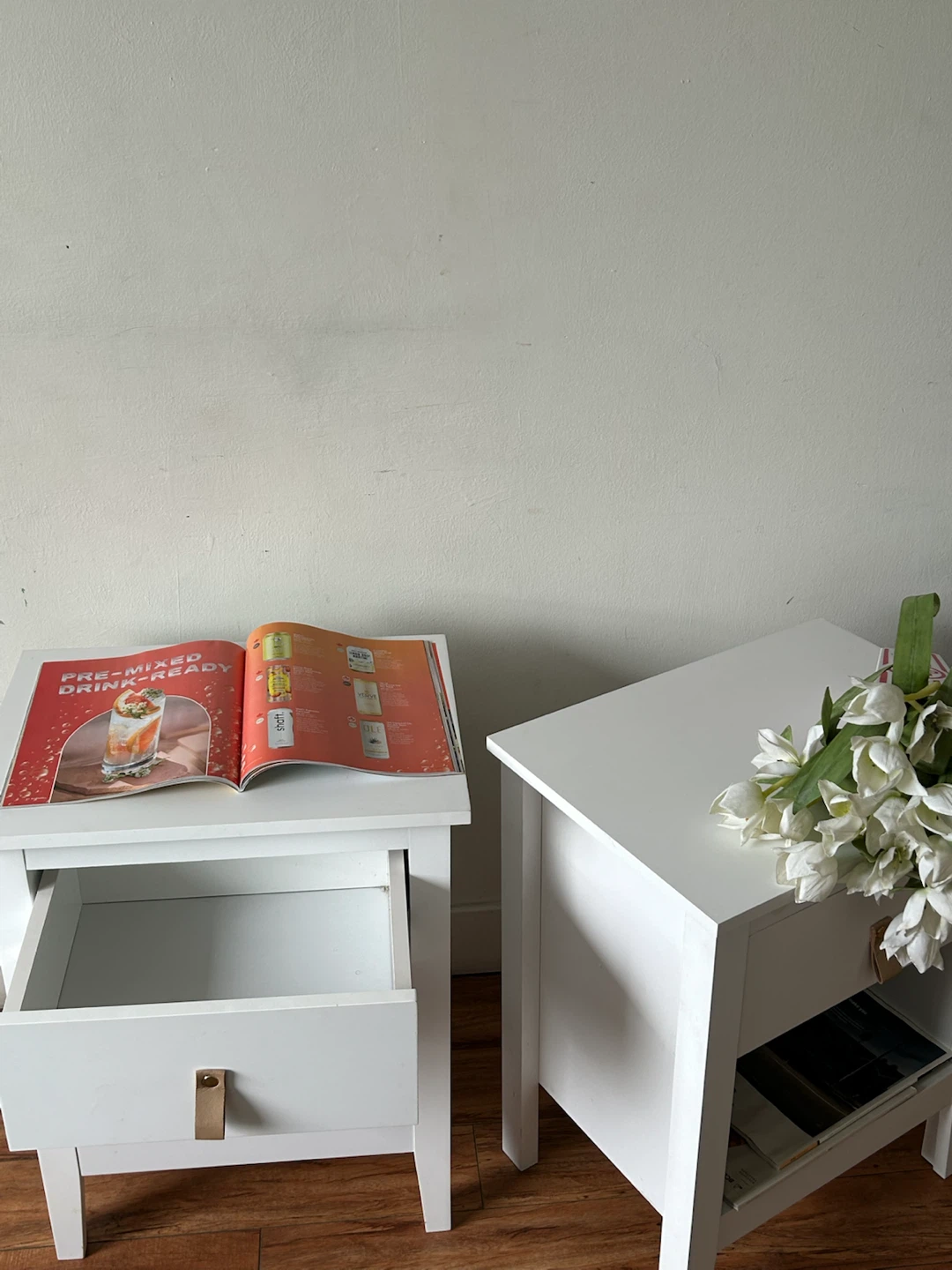 White Nightstand with Drawer - photo 4