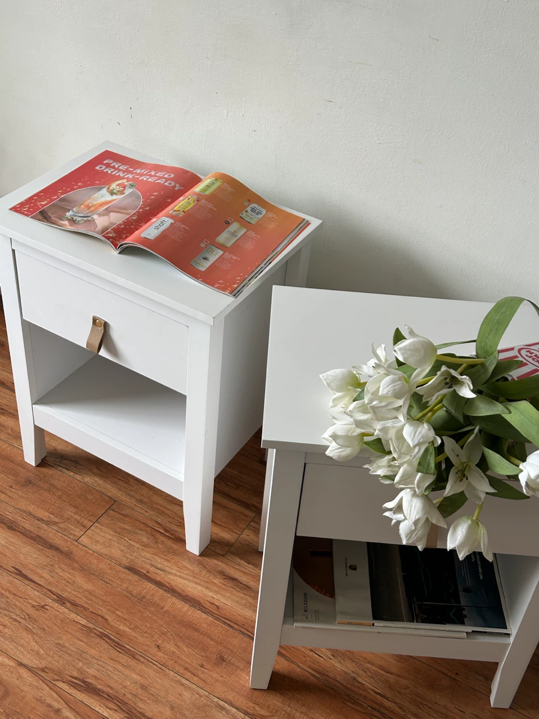 White Nightstand with Drawer - photo 5