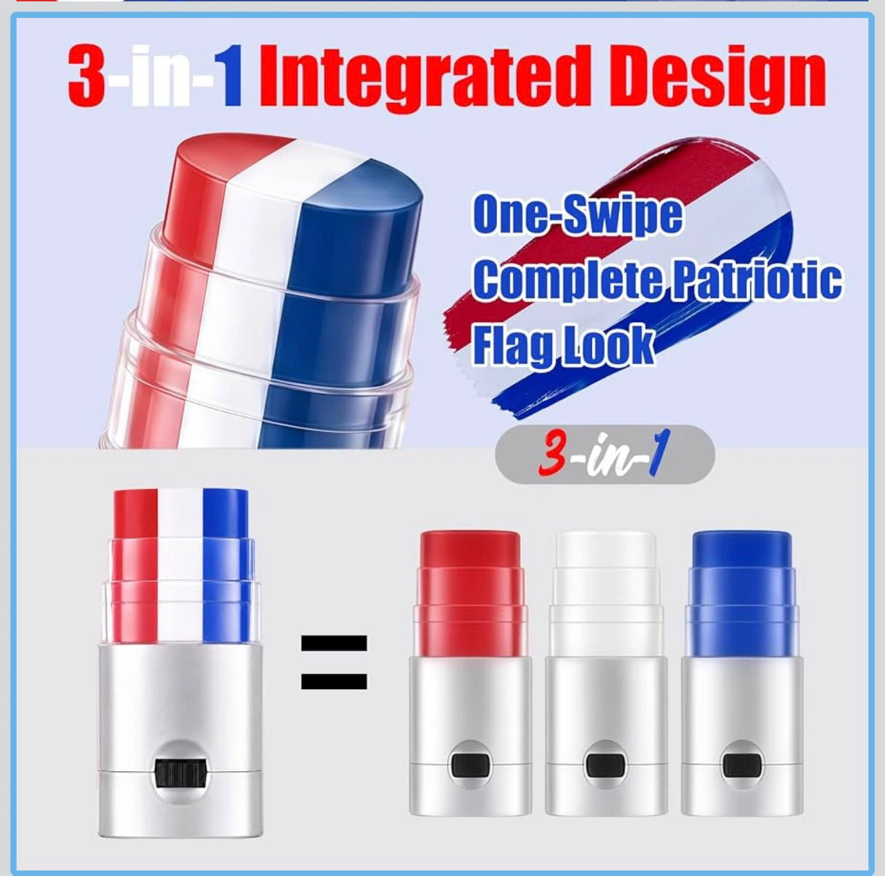 Red White and Blue 3-in-1 Face and Body Paint Stick - photo 4