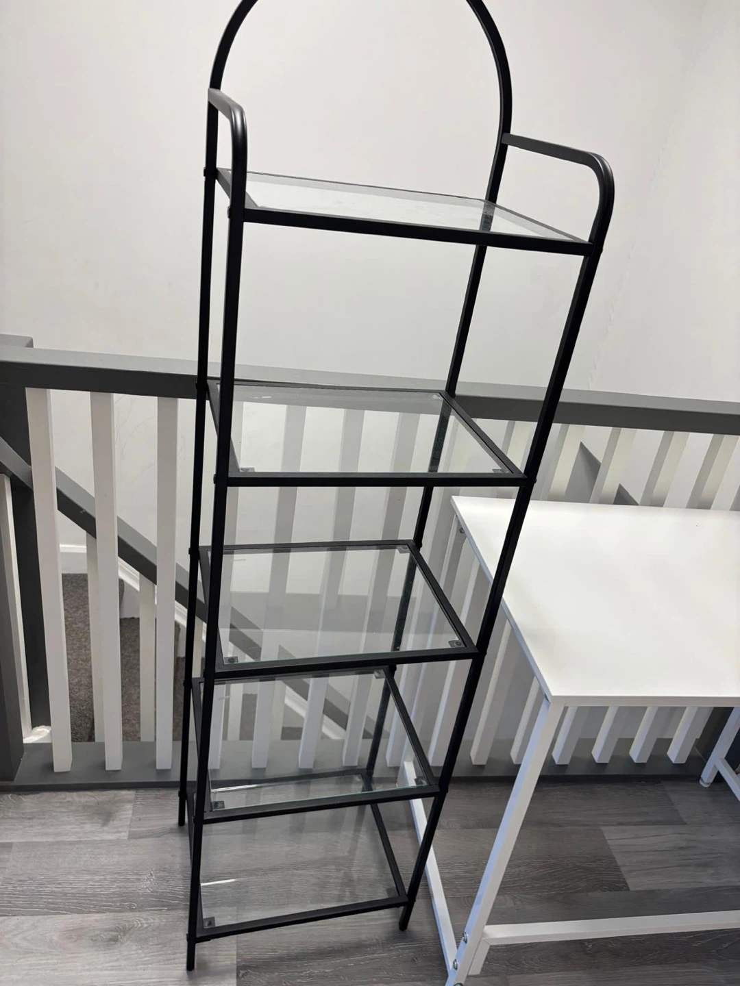 Black Metal and Glass 5-Shelf Étagère