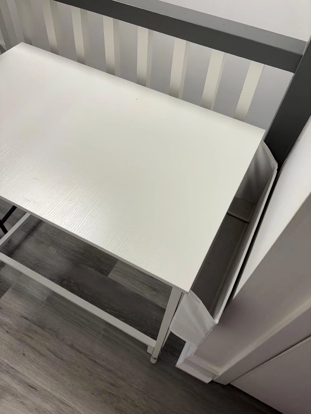 White Writing Desk with Storage Pocket - photo 3