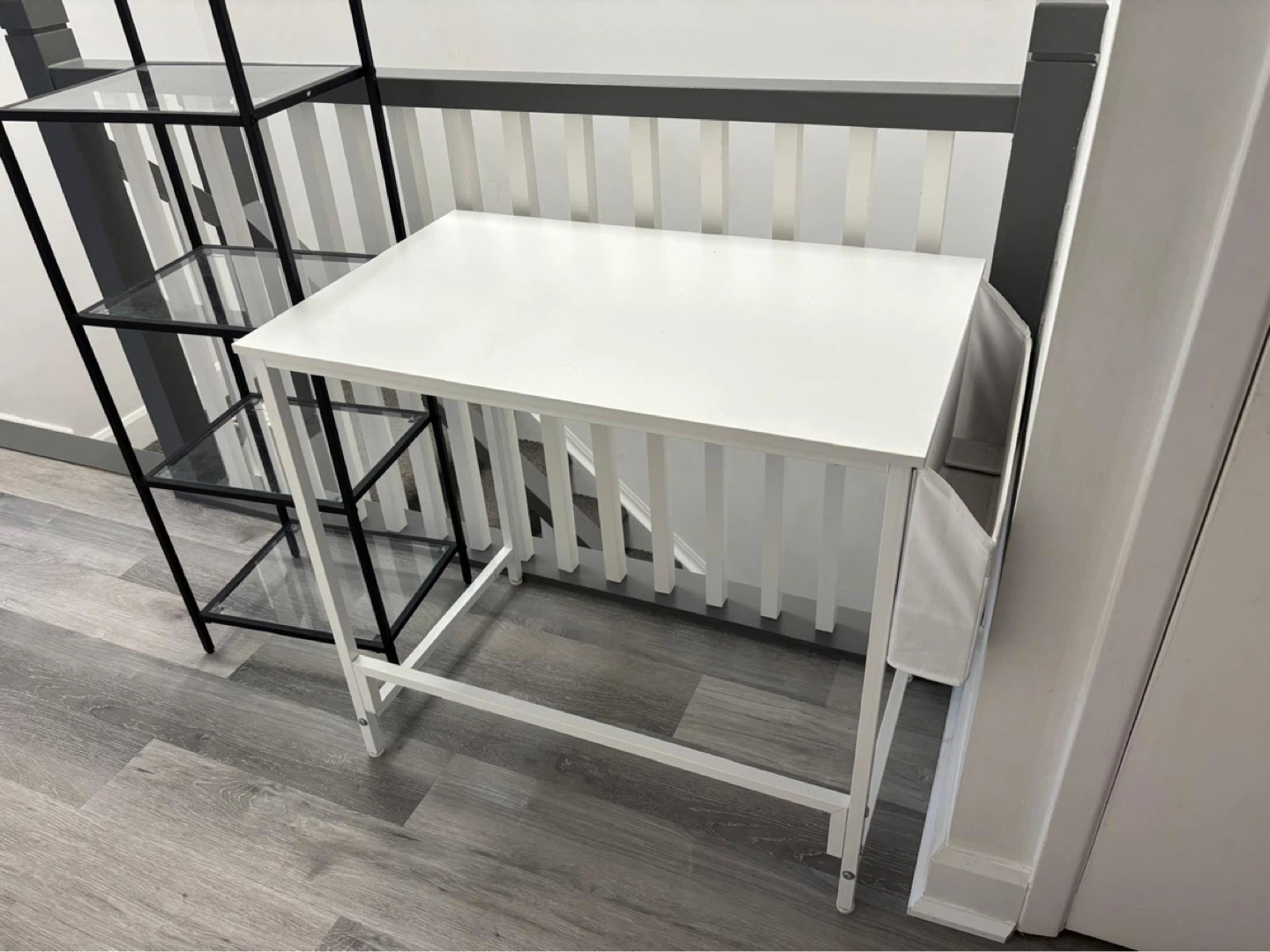 White Writing Desk with Storage Pocket