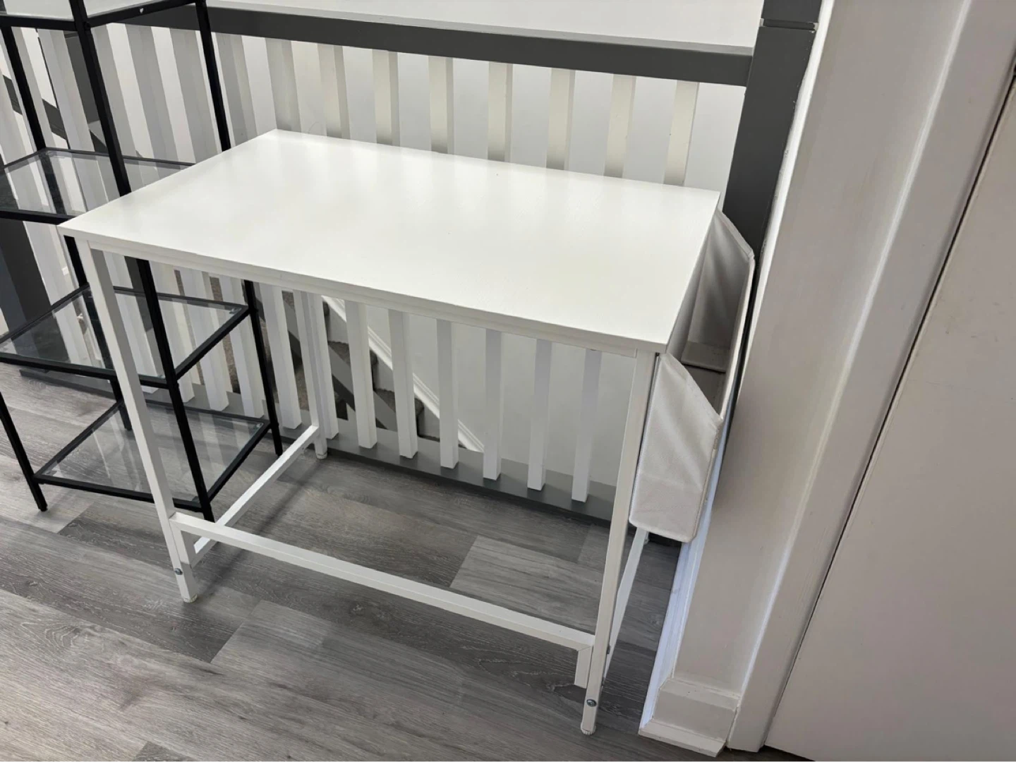 White Writing Desk with Storage Pocket - photo 4