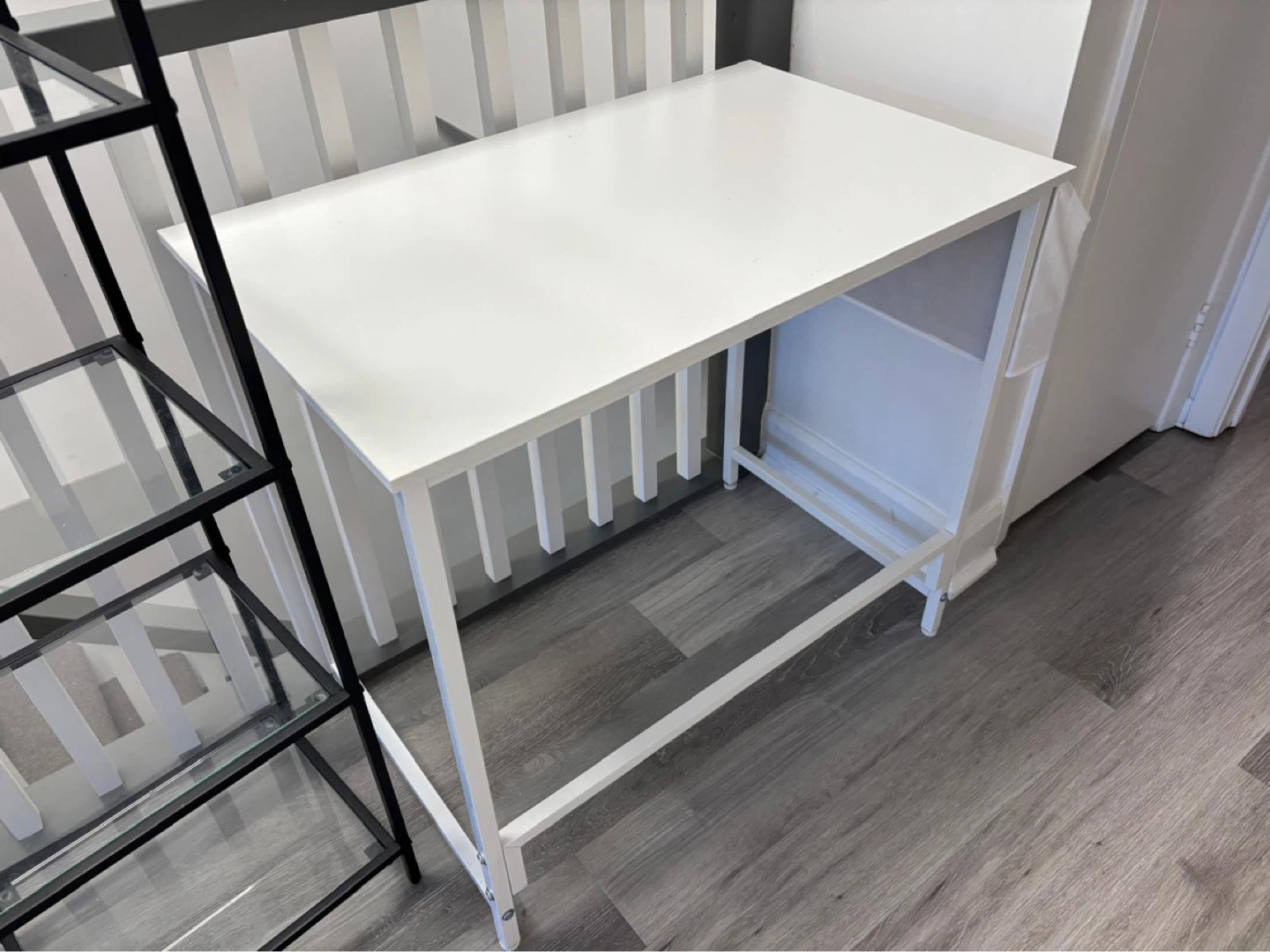 White Writing Desk with Storage Pocket - photo 2
