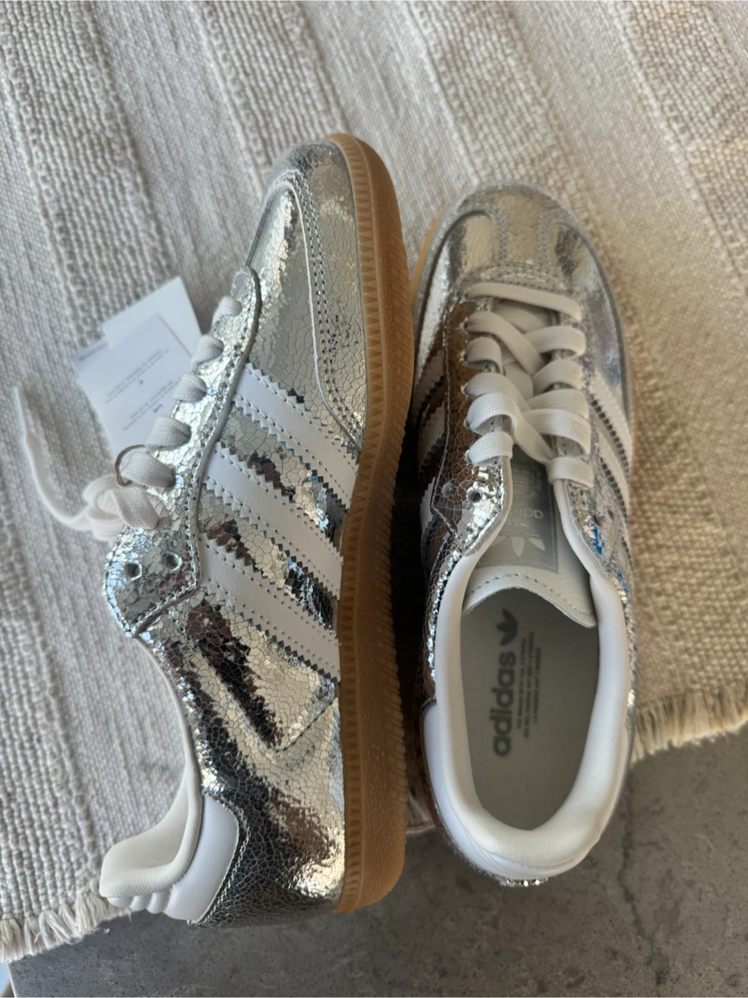 Brand New Adidas Samba OG Silver Cracked Metallic