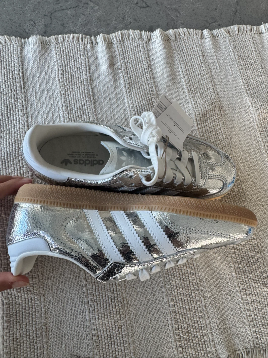 Brand New Adidas Samba OG Silver Cracked Metallic - photo 3