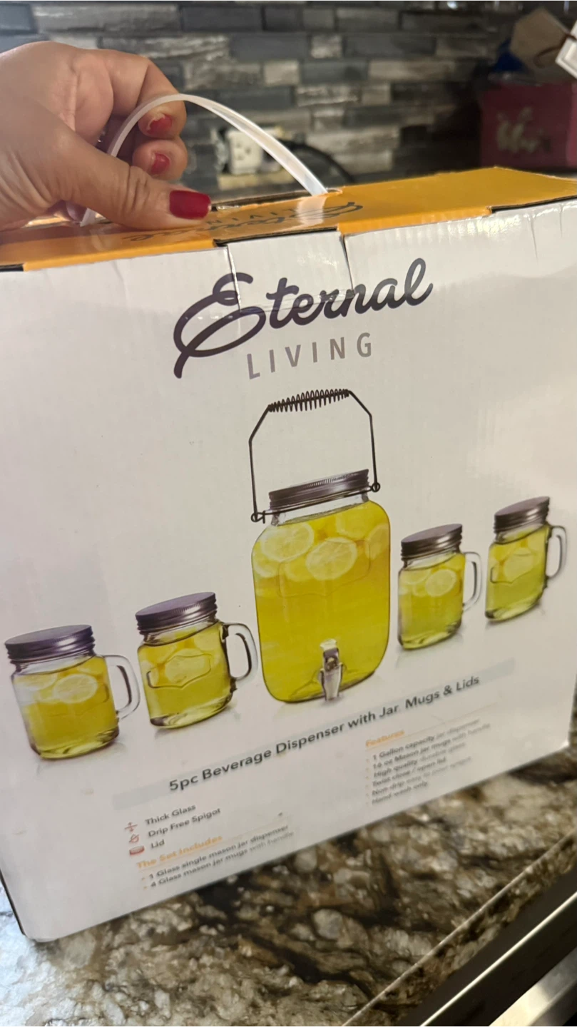 New Eternal Living 5pc Glass Beverage Dispenser Set - photo 2