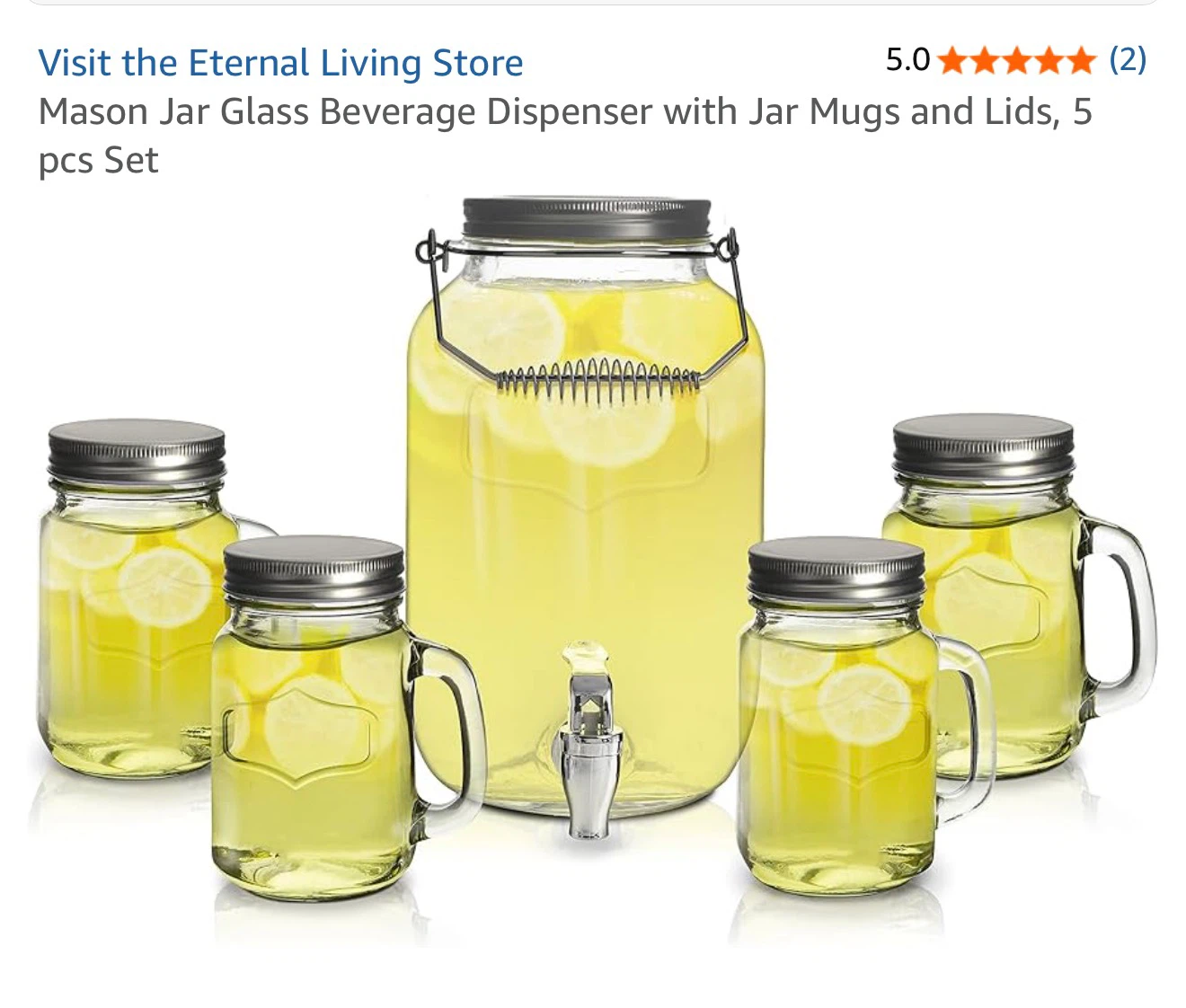 New Eternal Living 5pc Glass Beverage Dispenser Set - photo 3