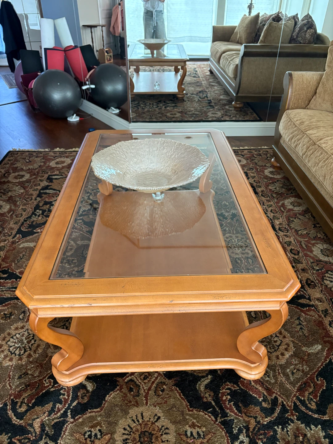 Tan Sofa and Loveseat with Matching Glass Top Tables - photo 3