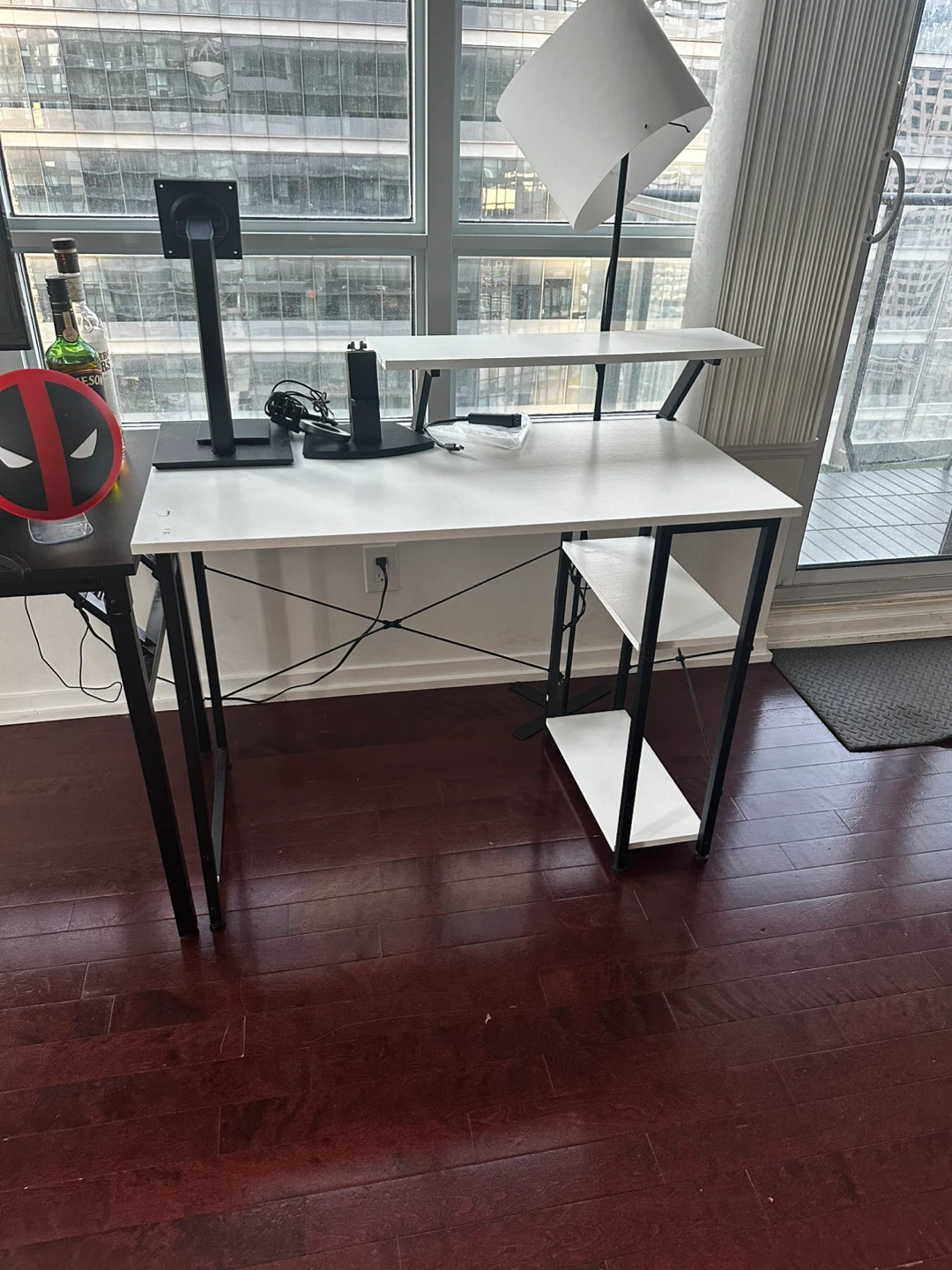 White Computer Desk with Shelves