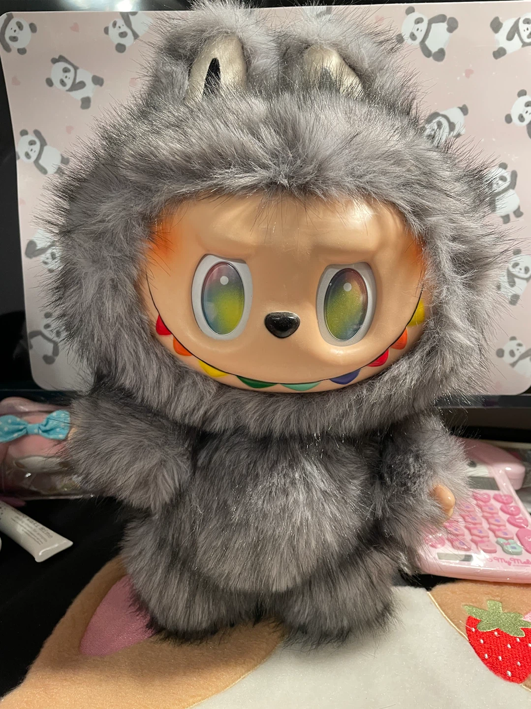 38cm Custom Labubu Style Grey Plush Figure - Big Size