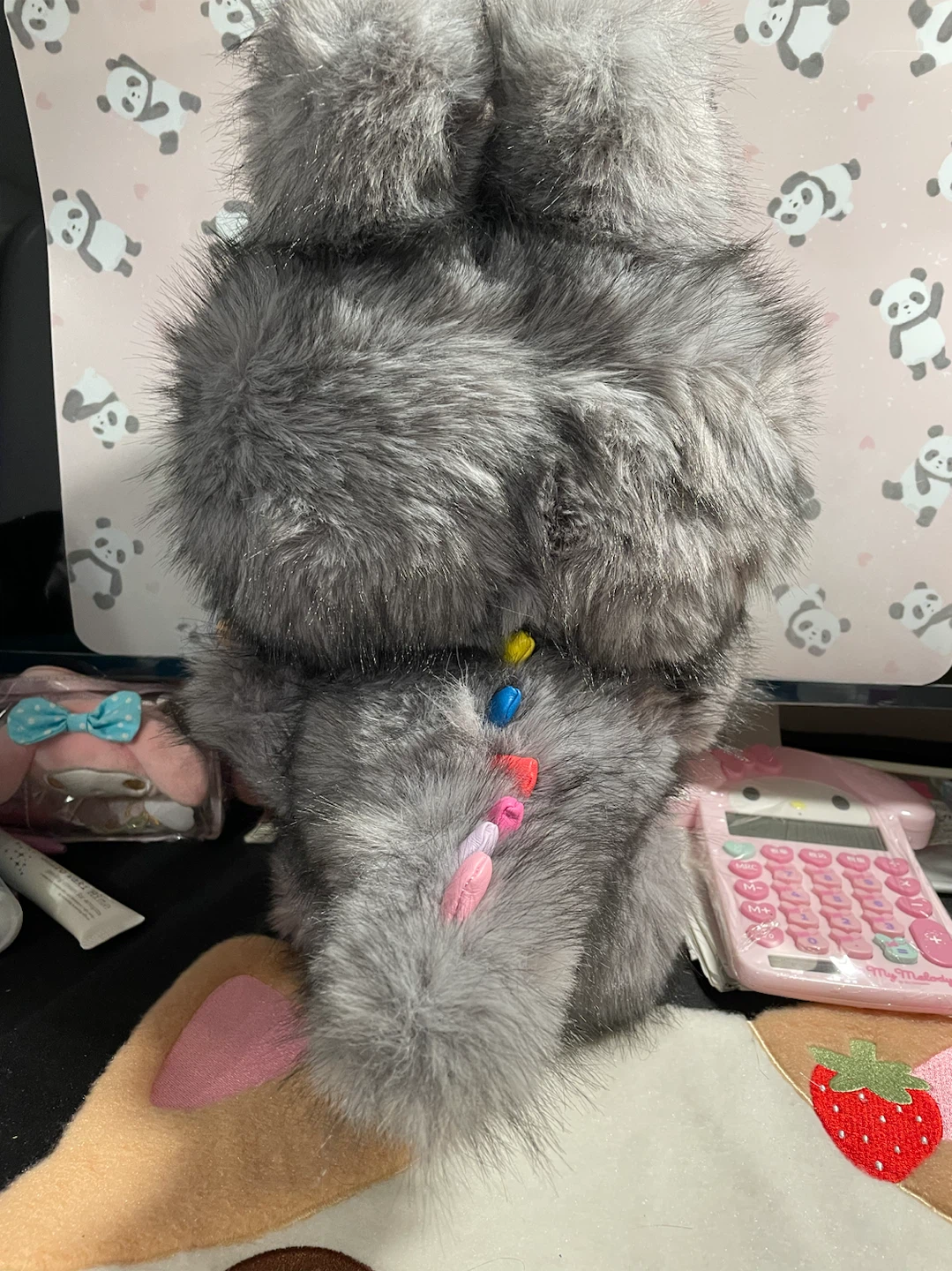 38cm Custom Labubu Style Grey Plush Figure - Big Size - photo 2