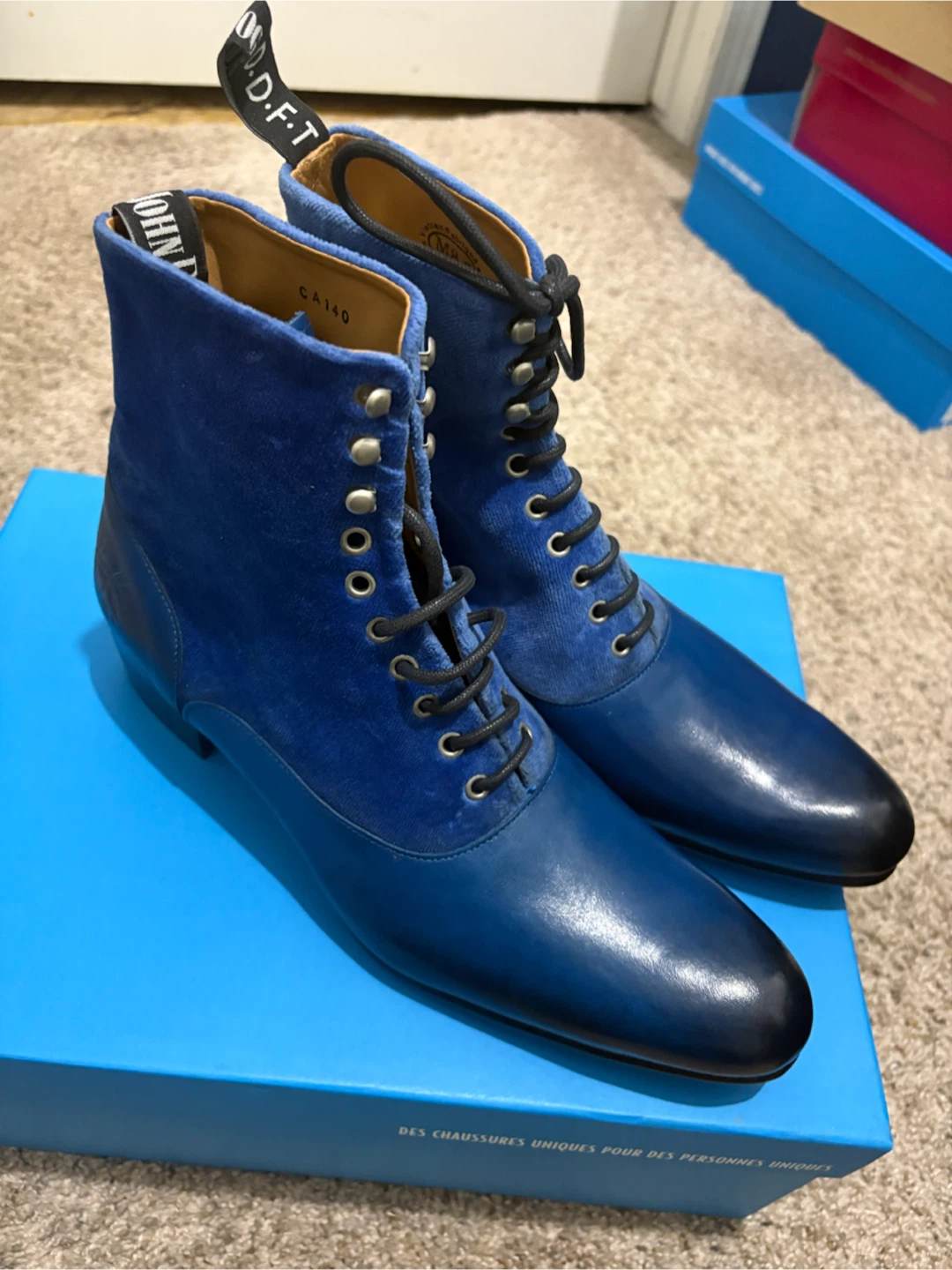 John Fluevog Blue Leather & Suede Boots - photo 4