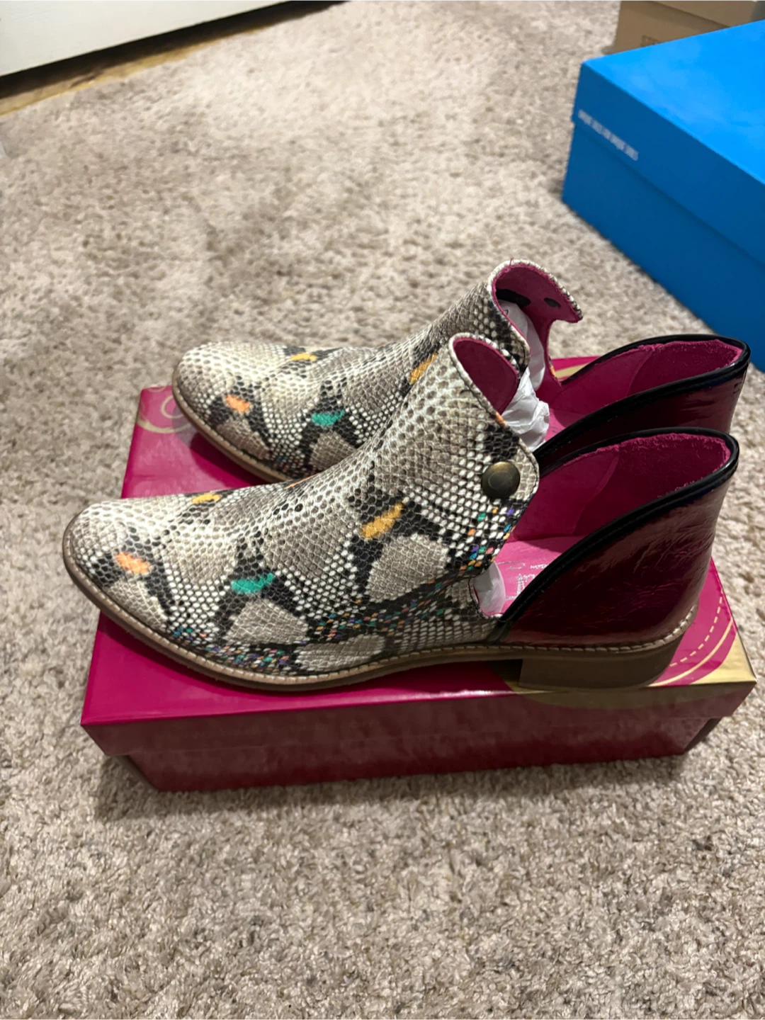 Chanii B Snake Print Ankle Boots