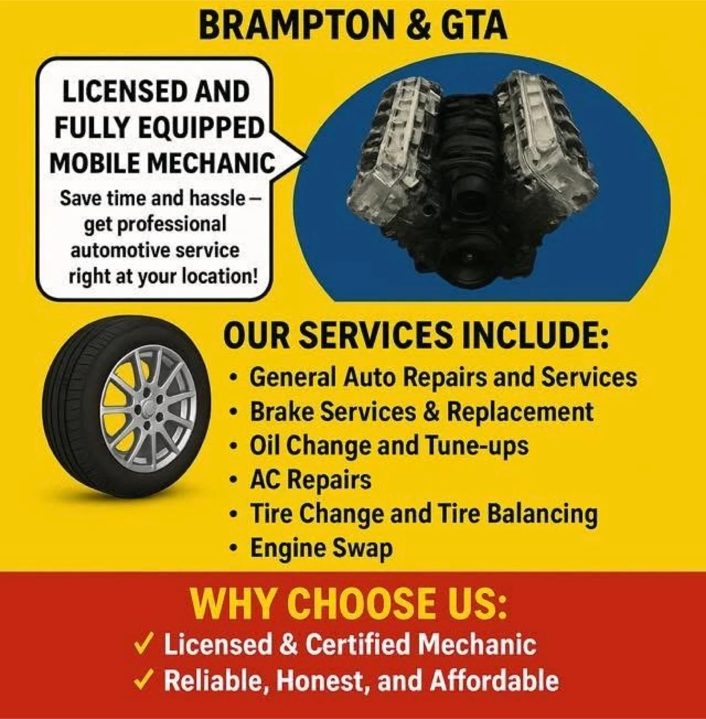 Mobile Mechanic Services in Brampton & GTA