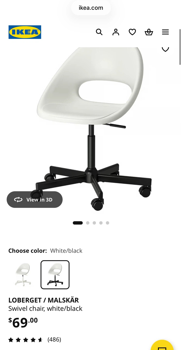 IKEA MALSKÄR Swivel Chair - White/Black