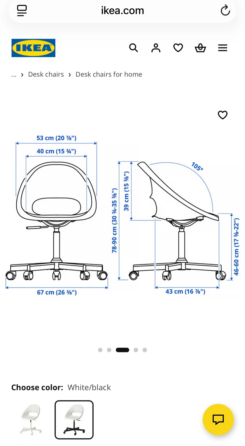 IKEA MALSKÄR Swivel Chair - White/Black - photo 2