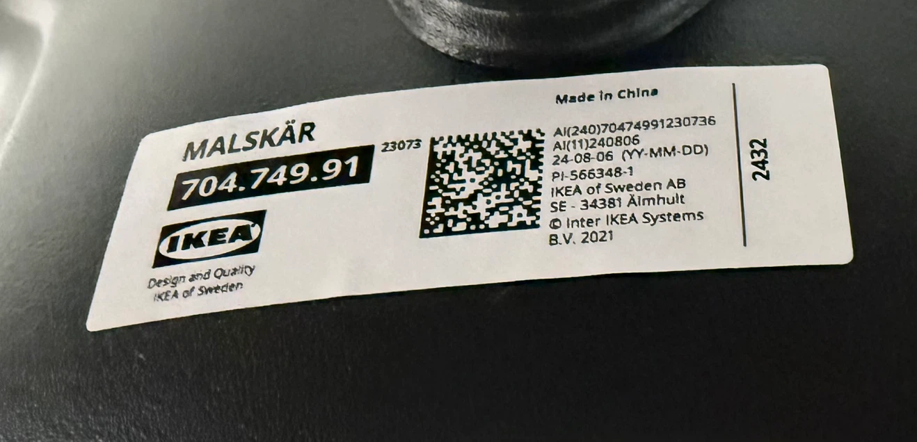 IKEA MALSKÄR Swivel Chair - White/Black - photo 4