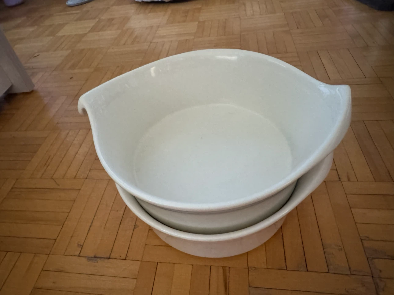 White mixing bowls