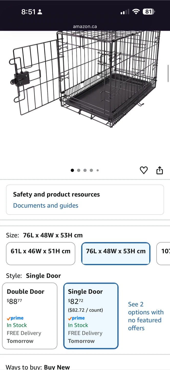 Amazon Basics Foldable Dog Crate 76L x 48W x 53H cm - photo 2
